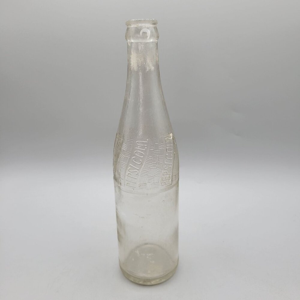 1940s Pepsi-Cola Verticle Wave Glass Bottle 12 Oz Duraglas